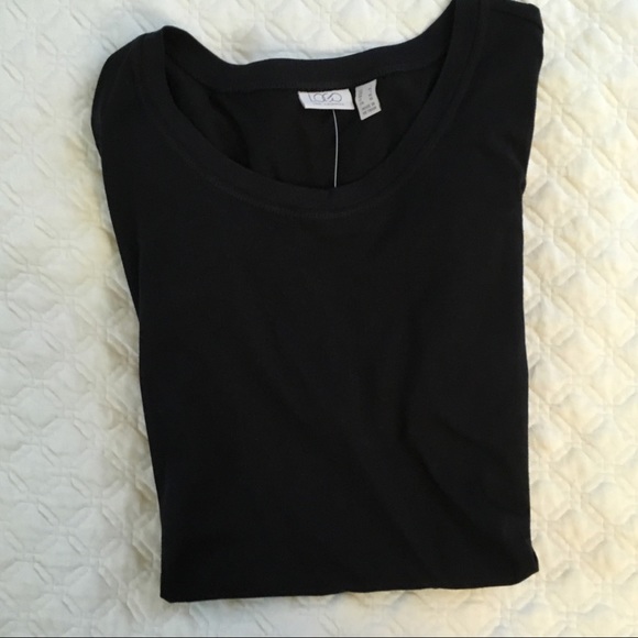 NWT LOGO Black Pocket Asymmetrical Hem Drape Tee - Picture 1 of 7